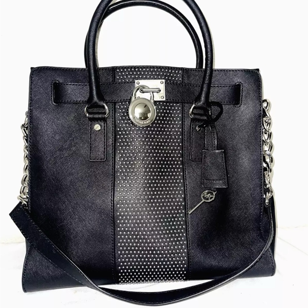 KORS Michael Kors Black Satchel with Textured Design